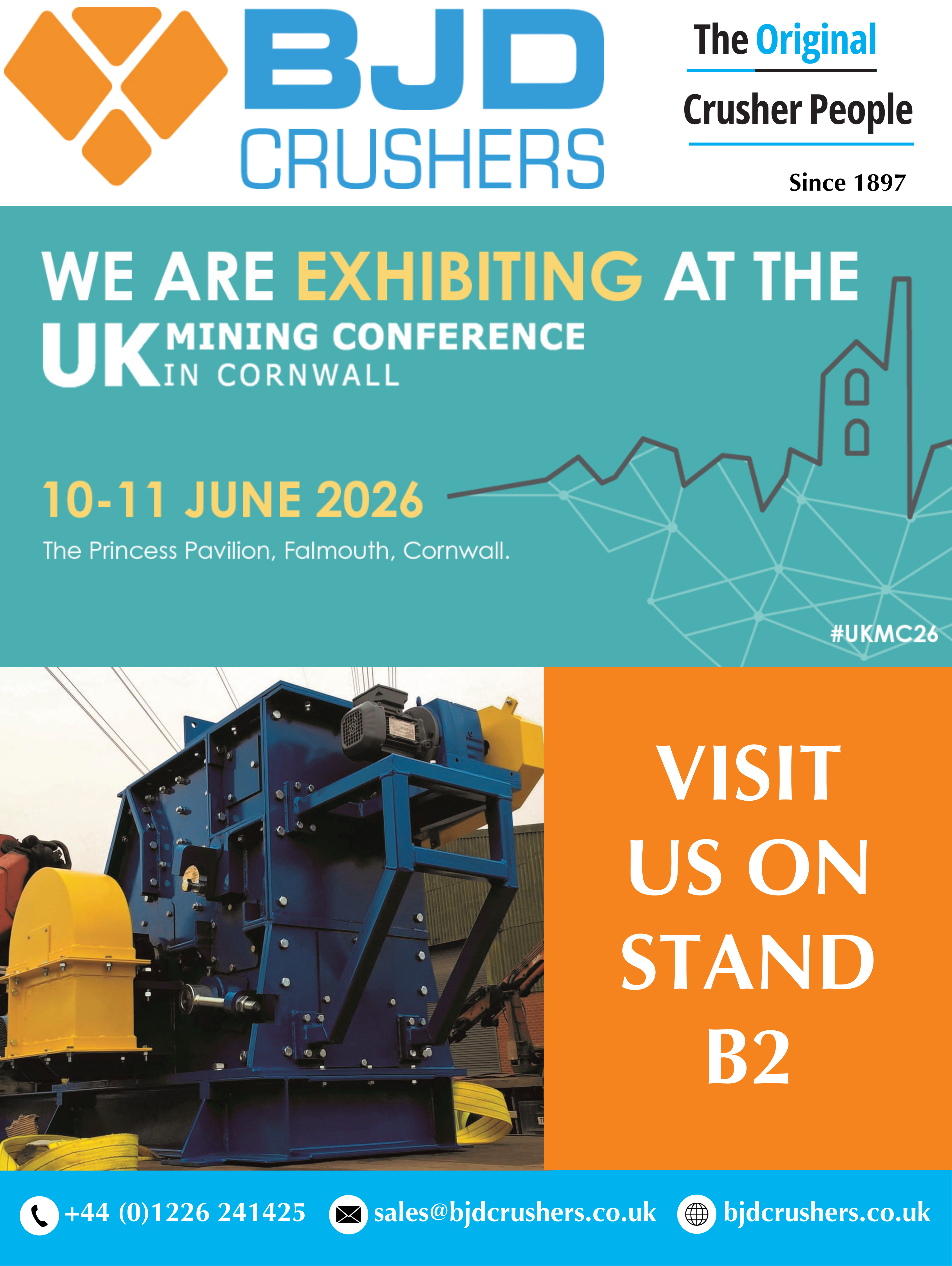 BJD Crushers exhibiting at this year's UK Mining Conference in Cornwall